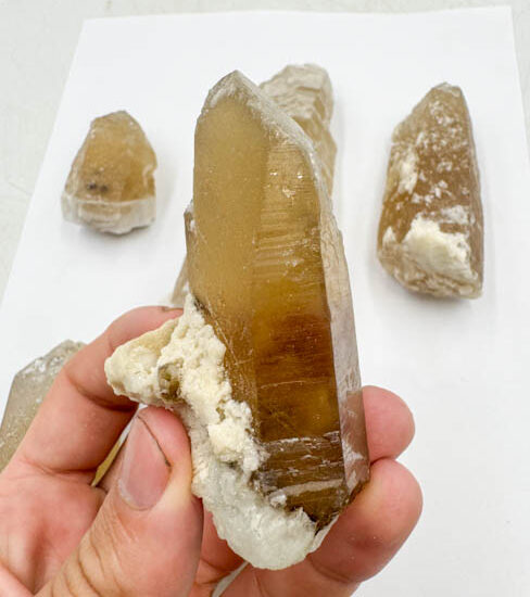 Natural Citrine Wands w/ Albite (6 pieces lot)