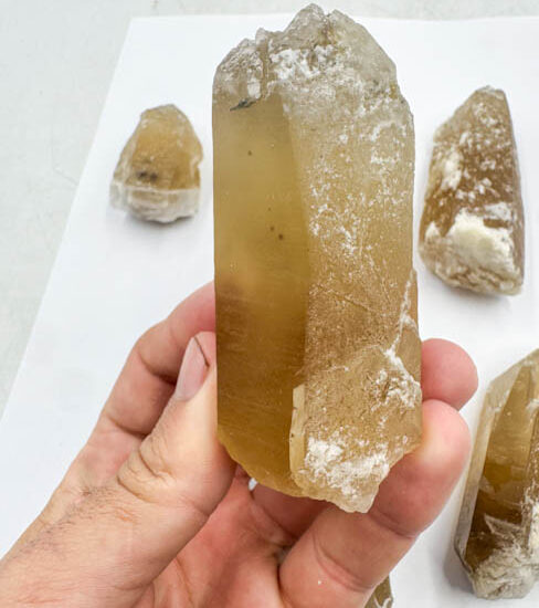 Natural Citrine Wands w/ Albite (6 pieces lot)