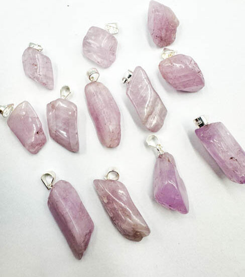 Kunzite Tumbled Pendants (Sterling Silver)