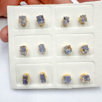 Dumortierite Earrings (Gold Plated 925 Silver)