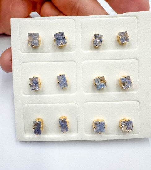 Dumortierite Earrings (Gold Plated Silver)
