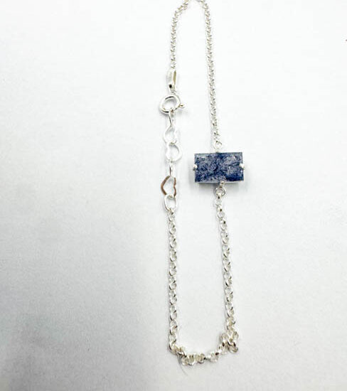 Dumortierite 1-Stone Bracelet (Sterling Silver)
