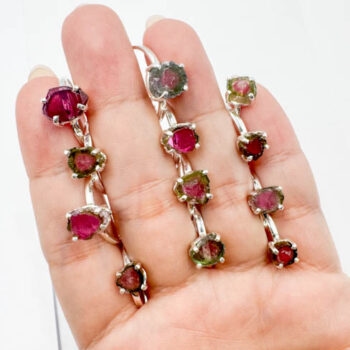 Watermelon Tourmaline Rings (Sterling Silver)
