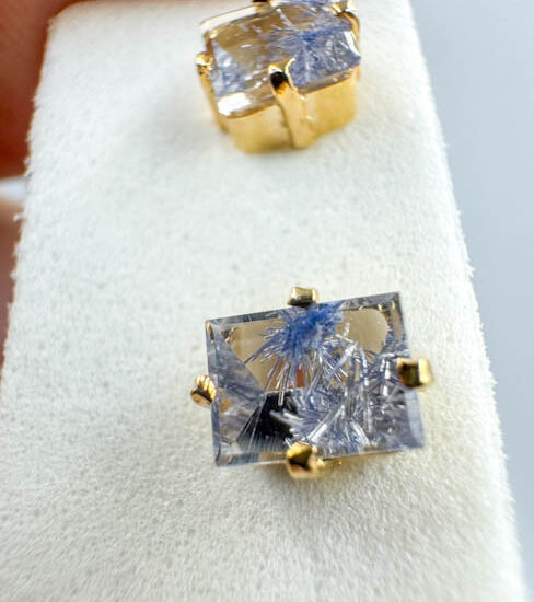 Dumortierite Earrings (Gold Plated Silver)