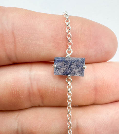 Dumortierite 1-Stone Bracelet (Sterling Silver)