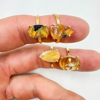Golden Rutile Rings (Gold Plated 925 Silver)