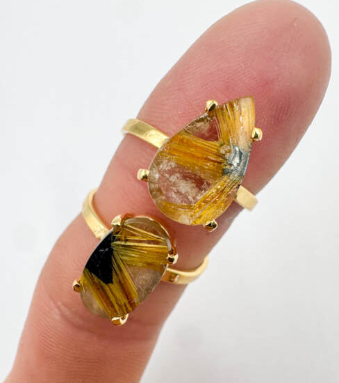 Golden Rutile Rings (Gold Plated 925 Silver)