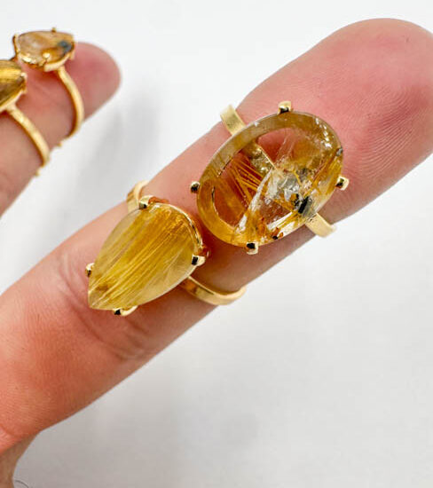 Golden Rutile Rings (Gold Plated 925 Silver)