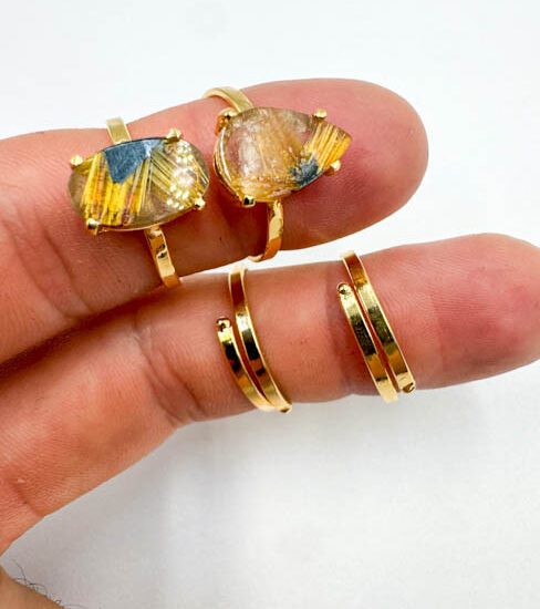 Golden Rutile Rings (Gold Plated 925 Silver)
