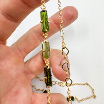 Green Tourmaline 3-Stone Bracelets (Gold Plated 925 Silver)