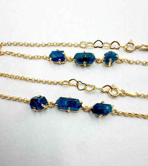 Apatite 3-Stone Bracelets (Gold Plated 925 Silver)