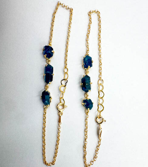 Apatite 3-Stone Bracelets (Gold Plated 925 Silver)