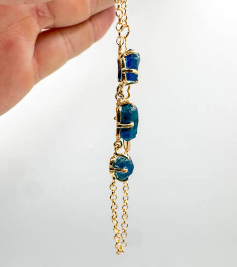 Apatite 3-Stone Bracelets (Gold Plated 925 Silver)
