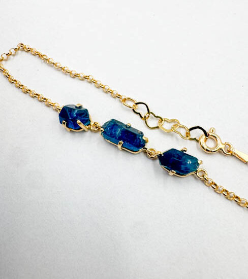 Apatite 3-Stone Bracelets (Gold Plated 925 Silver)