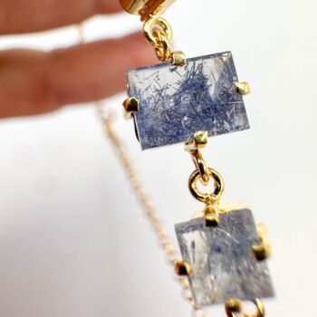 Dumortierite 3-Stone Bracelets (Gold Plated 925 Silver)