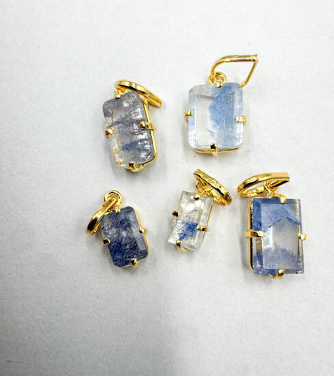 Dumortierite Pendants (Gold Plated 925 Silver)