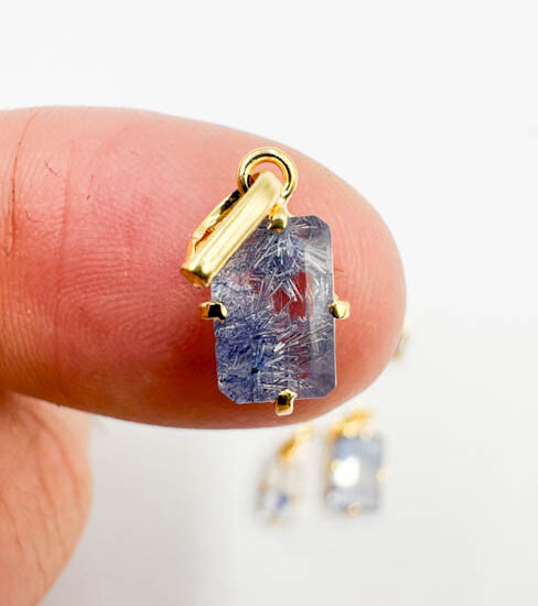 Dumortierite Pendants (Gold Plated 925 Silver)