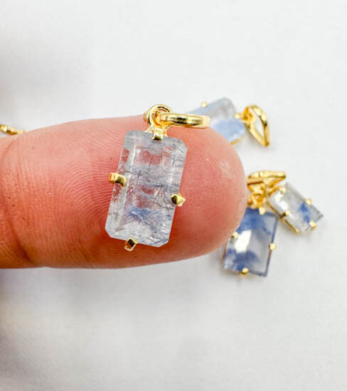 Dumortierite Pendants (Gold Plated 925 Silver)