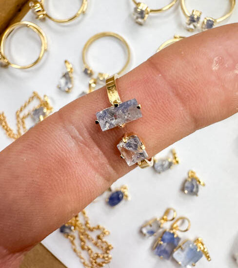 Dumortierite 2-Stone Rings (Gold Plated Sterling Silver)