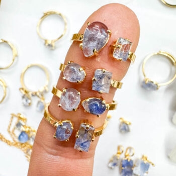 Dumortierite 2-Stone Rings (Gold Plated Sterling Silver)