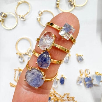 Dumortierite Rings (Gold Plated Sterling Silver)