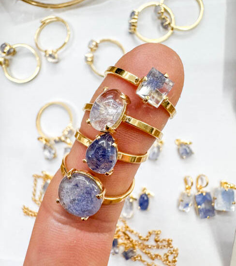 Dumortierite Rings (Gold Plated Sterling Silver)