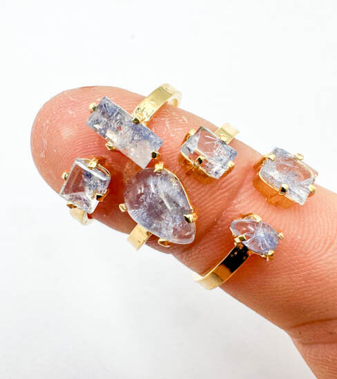 Dumortierite 2-Stone Rings (Gold Plated Sterling Silver)