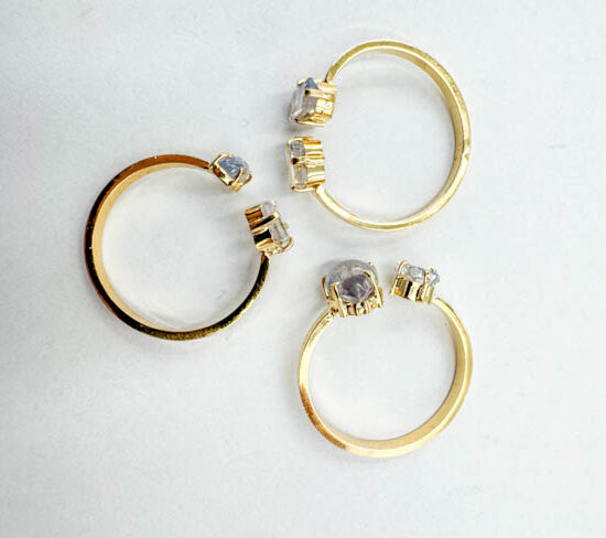 Dumortierite 2-Stone Rings (Gold Plated Sterling Silver)
