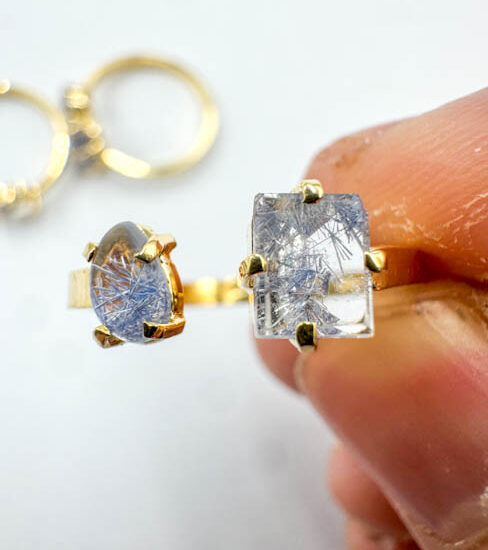 Dumortierite 2-Stone Rings (Gold Plated Sterling Silver)