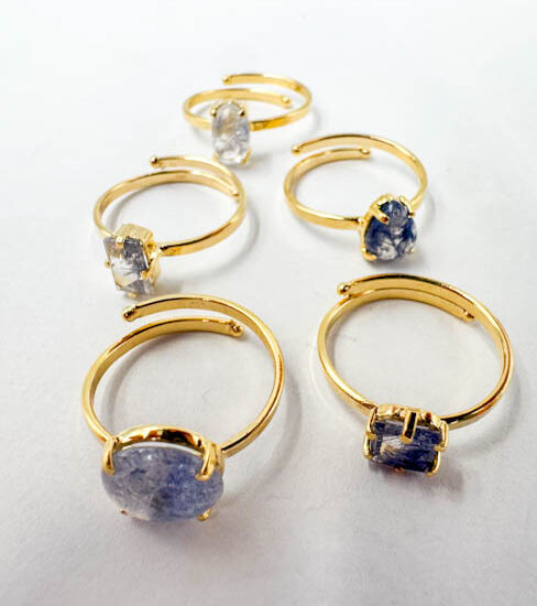 Dumortierite Rings (Gold Plated Sterling Silver)