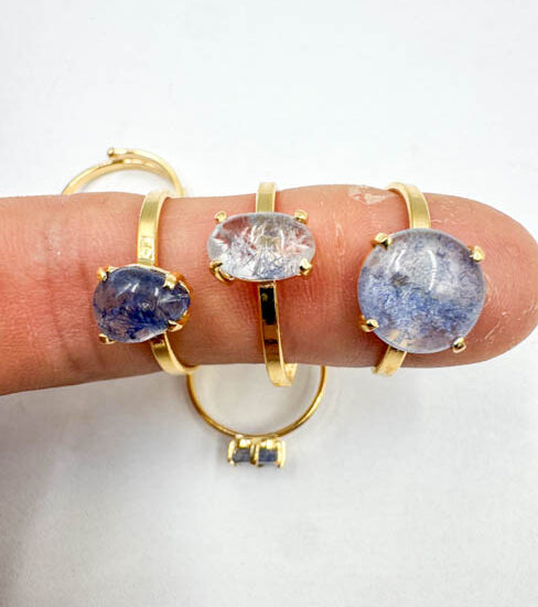 Dumortierite Rings (Gold Plated Sterling Silver)