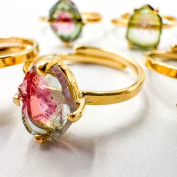 Watermelon Tourmaline Rings 2-Stone (Sterling Silver)