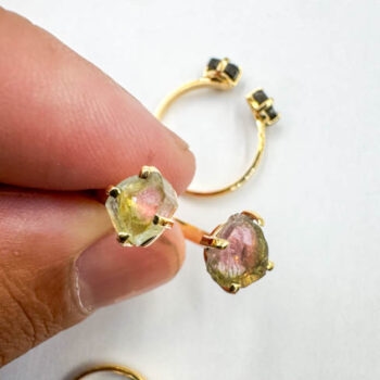 Watermelon Tourmaline Rings 2-Stone (Sterling Silver)