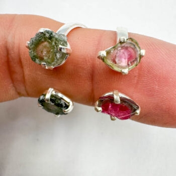 Watermelon Tourmaline Rings 2-Stone (Sterling Silver)