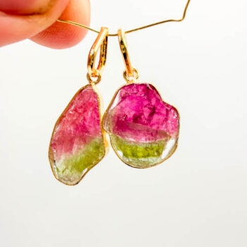 Watermelon Tourmaline Pendants (Gold Plated Sterling Silver)