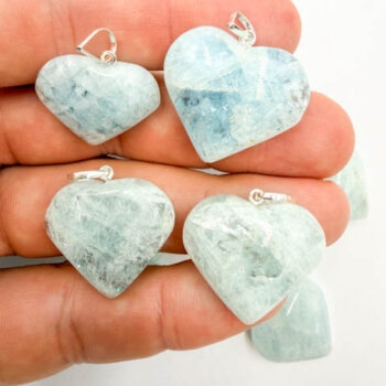 Aquamarine Hearts Pendants (Sterling Silver)